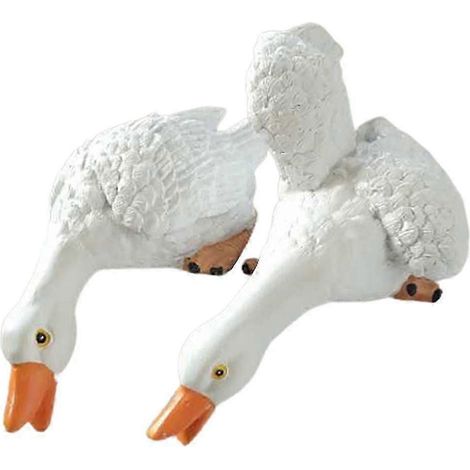 Statue d'animaux en résine vivante, fabriquée à la main, sculpture de jardin, ornement de pelouse-Duck (1/5)