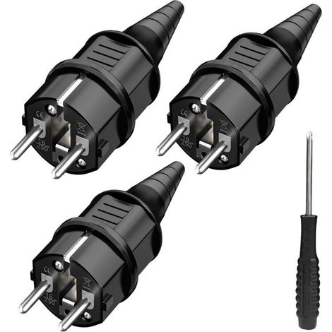 3-fach Netzstecker (männlich), Netzsteckdose, spritzwassergeschützt, geeignet für 6-16 mm Kabel, SEBS-Erdungskontakt, Schutzart IP44 (1/4)