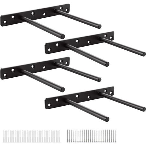 Etagere Murale Fixation Invisible Double Pôle, Support Etagere Murale - 30 cm - Noir - Lot de 4 (1/4)
