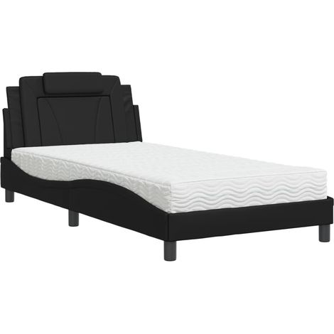 Lit simple,Lit adulte,Lit avec matelas noir 100x200 cm similicuir CFW91962 (1/5)