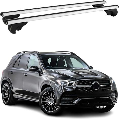 OMAC Barres de toit en aluminium pour Mercedes GLE C167 2019-2026 – TÜV / DIN 75302:2019 – Antivol inclus – Charge max 75 kg – 2 barres Argent (1/4)