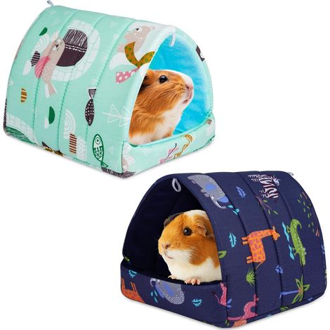 Maison pour Cochon d'Inde, 2 Pieces Petits Animaux Couchages Hiver Cabane, Lits Grotte Chauds Petits, Confortable et Chaud, pour Lapin Nain Chinchilla Hérisson Cobayes Ecureuils (1/5)