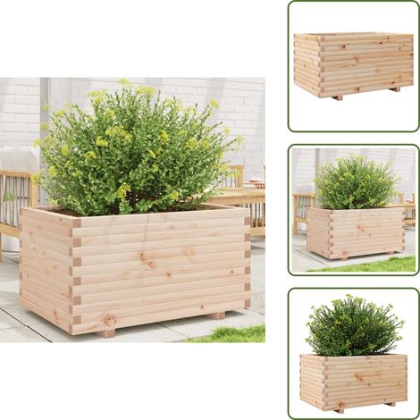 The Living Store Jardinière 90x60x49,5 cm bois de pin massif - Jardiniered'extérieure - Jardinière En Bois - Pot De Fleurs Extérieur - Bac À Fleurs - Déco Jardin (1/5)
