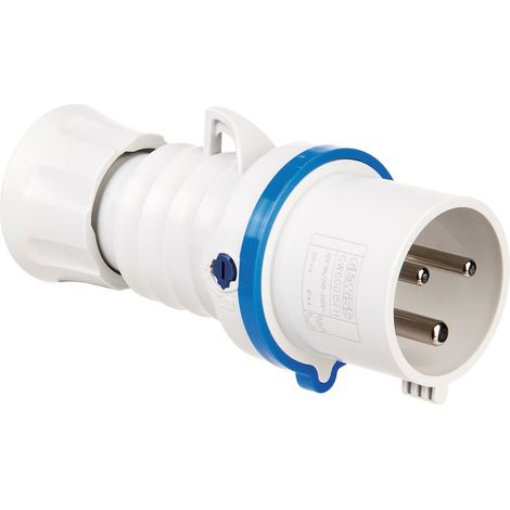 Fiche mobile droite protégée - Gewiss - Bleu - 32A - 230V - 2P+T