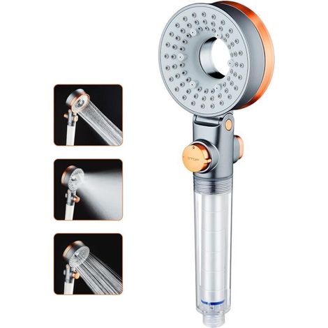 Cabezal de ducha ahorrador de agua, cabezal de ducha antical con filtro, cabezal de ducha de alta presión con 3 modos de rociado, cabezal de ducha tipo spa con dos filtros. (1/4)