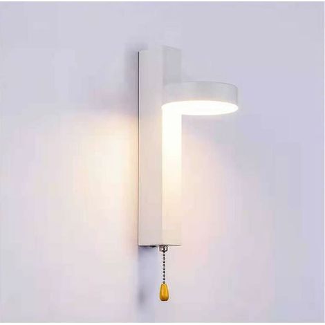 Appliques murales Applique murale 9W Éclairage tricolore Luminaire mural sélectionnable avec interrupteur à tirette pour salon, chambres, escaliers, cuisinesn.Blanc (1/5)