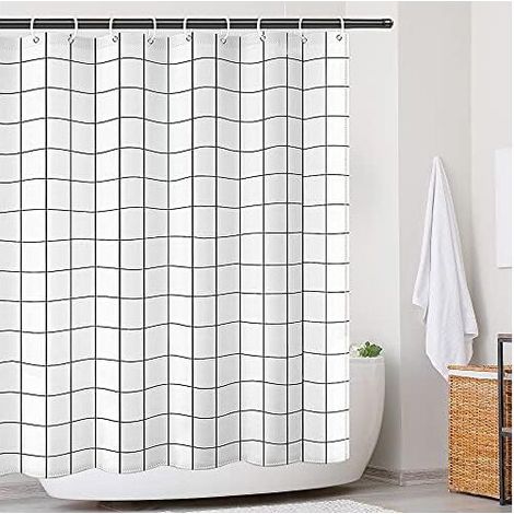 Shower Curtain Quick Dry Waterproof Weighted Hem Washable Shower Curtains Polyester Bathroom Curtain with 12 Hooks 180 x 200 cm (1/4)
