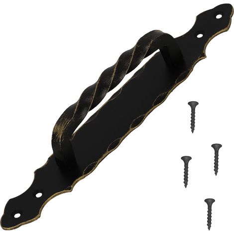Tirador KOTARBAU® para cajones y puertas de muebles, forjado en negro y oro, 290 mm. (1/5)