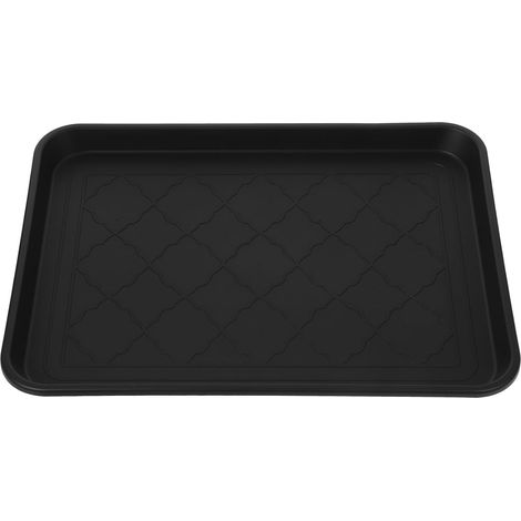 Plateau à Chaussures en Plastique Noir 42x32x3 Cm Multifonctionnel Antidérapant pour Rangement D'articles Divers et Tapis à Chaussures Pratique pour Entrée (1/5)