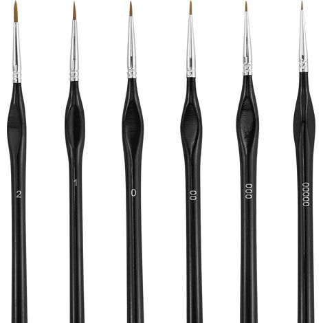 Lot de 6 pinceaux fins pour peinture d'artiste - Pour le dessin, l'art (6 tailles) (1/5)
