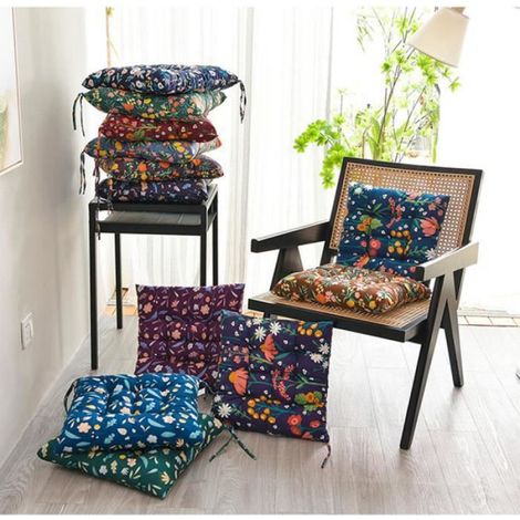 Coussin de Chaise - Lot de 2 Coussins Carrés avec Attaches pour Chaises Intérieur ou Extérieur,4040cm,A (1/3)