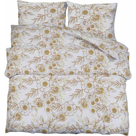 Maison Exclusive - Bettwäsche-Set Weiß und Braun 225x220 cm Baumw