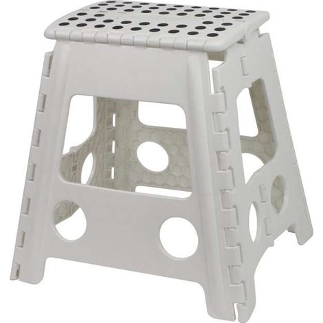 Sgabello Pieghevole Bianco in Plastica 39x29x22 cm
