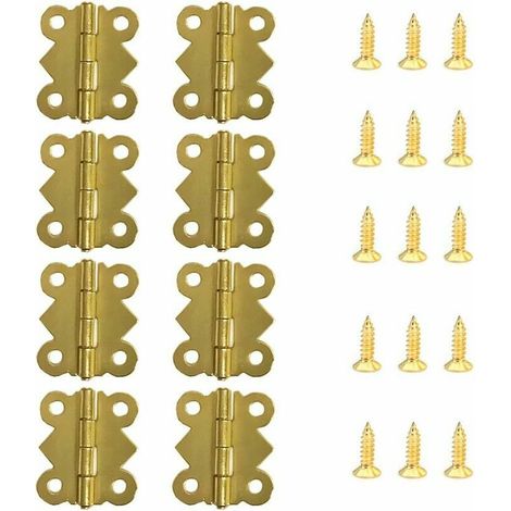 Charnière pour meuble,50 Pièces Charnières Mini Papillon Charnières Laiton Rétro avec 200 pièces Vis de remplacement (20x 17mm)-Chrom (1/4)
