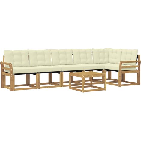 Conjunto de sofás de exterior 7 uds. Blanco y Crema vidaXL (1/5)