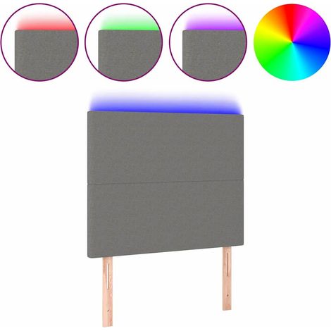 Maison Exclusive - Cabecero con luces LED tela gris oscuro 90x5x1 (1/5)