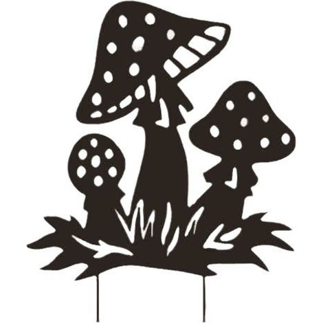 Jardinage créatif métal escamoté champignons pièces en fer, jardin extérieur pelouse décoratif inséré artisanat (1/4)
