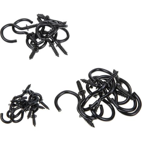 30 crochets à œillet, noir, fer, pour suspension et extérieur (1/5)