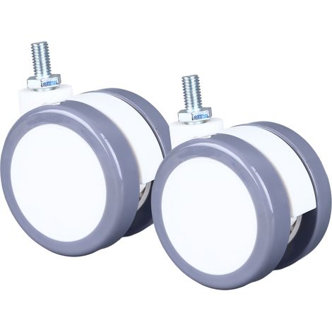 Lot de 2 roulettes pivotantes silencieuses de 6,35 cm (2,5 pouces), charge maximale de 30 kg, hauteur de 75 mm, universelles, pour meubles et applications médicales. (1/5)