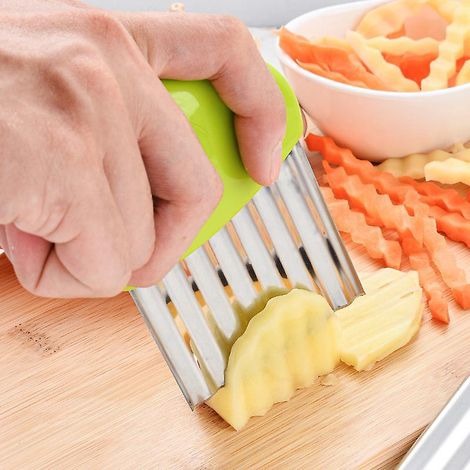 couteau Cuisine Outil De Coupe De Plis De Pomme De Terre Lgumes, Acier Inoxydable, Argent Barre Vert (1/5)