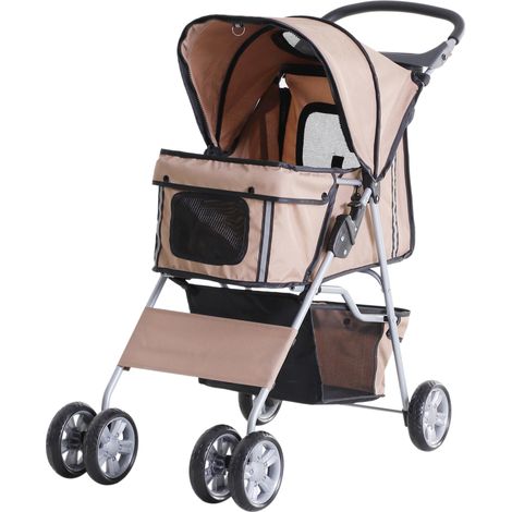 Chariot pliable canopée porte-gobelet café marron
