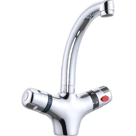 Grifo mezclador para lavabo, latón macizo, para encimera, color plata. (1/2)