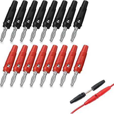 tiyiyok 16 Pièces Fiche Banane 4mm, 20A Banane Connecteur, Fiche Enceinte pour Haut Parleurs, pour Câbles, Enceintes, Amplificateurs de Puissance, Récepteurs, Récepteurs AV, Chaînes Stéréo HiFi (1/5)