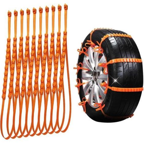 10 Chaîne à neige, Nylon renforcé, Réglable 145-295mm, Universel Voiture SUV, Hiver Neige Boue