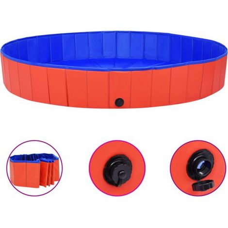 Piscine pour chien pliable - 120 x 30 cm - PVC - rouge (1/5)