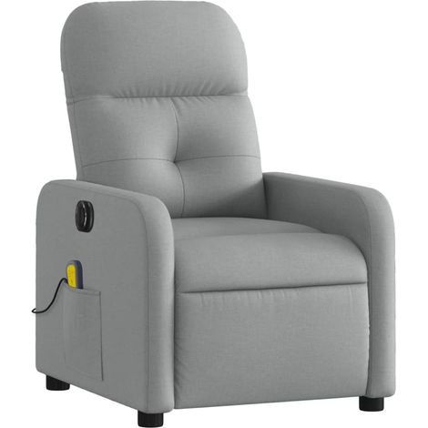 Poltrona relax TV reclinabile elettrica funzione massaggio 6 punti massaggio in tessuto grigio chiaro DEC027165