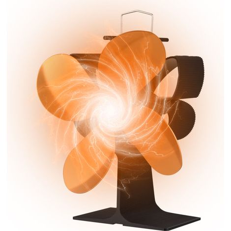 Ventilatore da stufa a 4 pale alimentato a calore con maniglia per il trasporto e protezione contro il surriscaldamento - Ventilatore a farfalla ecologico, non elettrico e portatile per caminetti a le