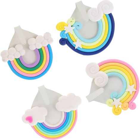 Lot de 4 crochets décoratifs arc-en-ciel en fer, solides et créatifs, pour suspendre chapeaux et petits objets. (1/5)