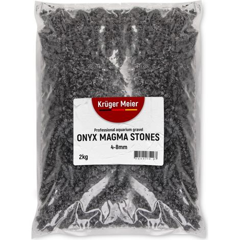 Grava para acuario, piedras de magma de ónix negro, sustrato de 4-8 mm para agua, 2 kg. (1/5)