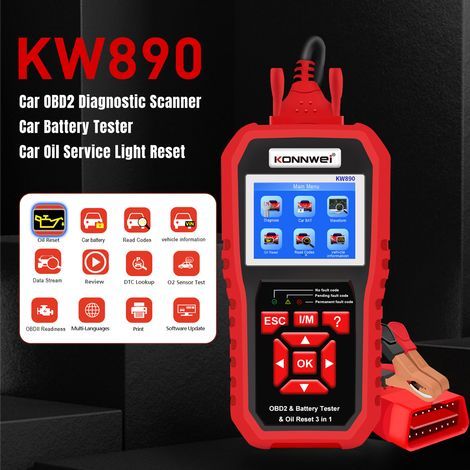 KW890 Professional OBDII Scanner, Car Code Reader, Battery Tester, Special Oil Reset Function, Diagnostic Tool for OBD II Cars After 1996 (1/5)