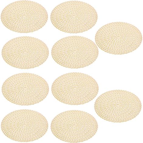 Ensemble de 10 sous-verres dorés en PVC creux, compatibles avec la décoration de table. (1/5)