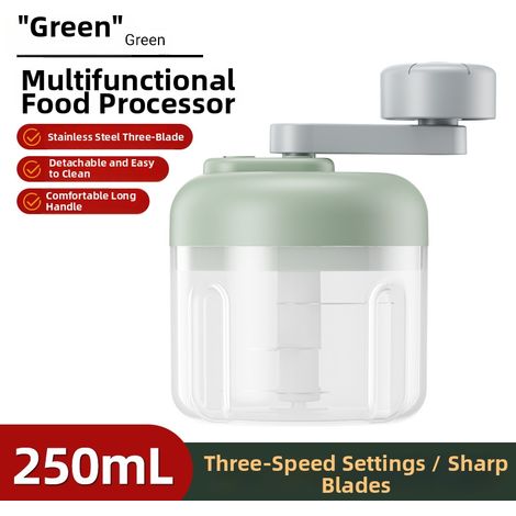 Picadora de ajo manual multifuncional de 250 ml con tres velocidades, color verde - OTROS