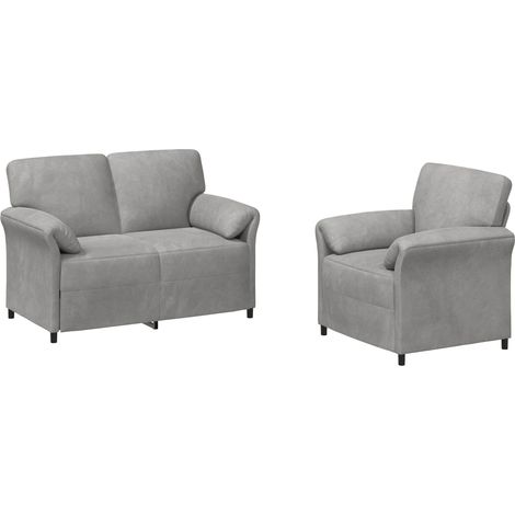 Sofa Set 2 stk. Hellgrau Samt vidaXL (1/5)