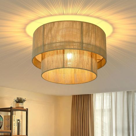 GBLY Lámpara de Techo Boho Cuerda de Yute Vintage Socket E27 Rústica Sin Bombilla Para Sala Dormitorio Cocina Pasillo (1/5)