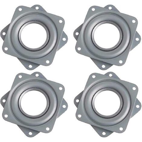 ALLIANDISPlateau Tournant Carré 4 Pouces, 360 Degrés, Rotatif à Roulement à Billes, Métal Galvanisé, Plaque Pivotante Silencieuse, Flexibilité Optimale pour Présentoirs, Moniteur Ordinateur et Taboure (1/5)