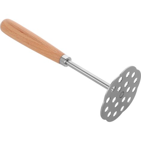 Presse-purée Manuel Robuste En Acier Inoxydable Avec Manche En Bois, Presse-légumes Polyvalent Pour Purée D'avocat, Pommes De Terre, Ail, Outil La Cuisine Pour Aliments Bébé (1/5)