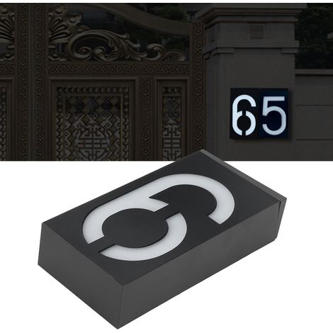 Panneau lumineux solaire extérieur à LED pour numéro de porte (Numéro 6) - Maison, hôtel, magasin (1/5)