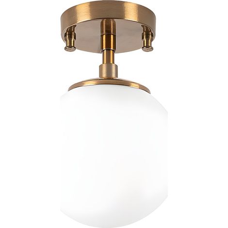 Plafoniera con sfera D.15 x H.23 cm in Metallo Dorato e Bianco - DAMAR (1/4)