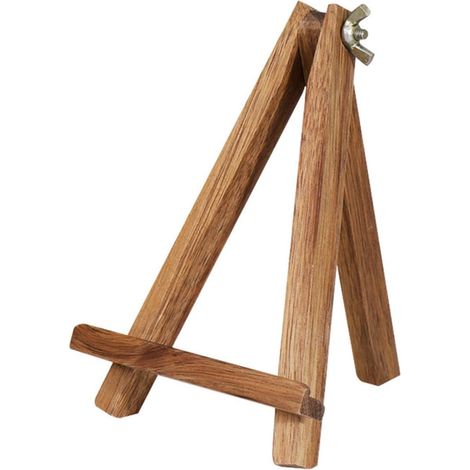 Support pour Téléphone de Bureau en Bois Pliable Couleur Café Fonction Présentoir et Grosse Capacité de Charge pour Peinture et Tablette (1/5)