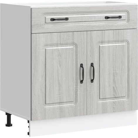 Mobile da cucina moderno 80 x 46 x 81,5 cm pratico spazio contenitivo piedini regolabili legno composito Sonoma grigio 020049926
