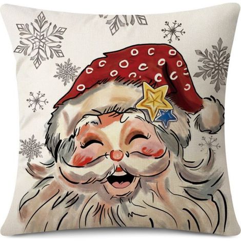 Lot de 4 Housse de Coussin Nol 45x45cm sapin de Nol, Père Nol,bonhomme de neige,pour Salon Chambre à Coucher canapé lit (1/5)