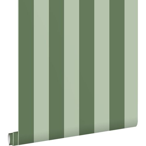 papier peint rayé vert foncé  - ESTAhome