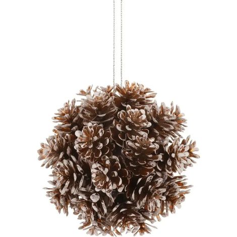 Esfera navideña decorativa con piñas marrones 8 cm