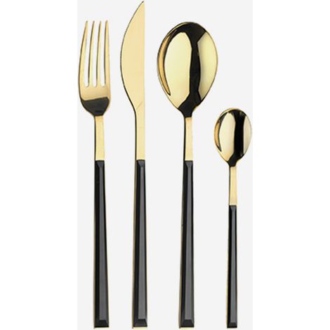 Set posate acciaio inox 24 pezzi 6 persone Sushi Queen - Oro (1/2)