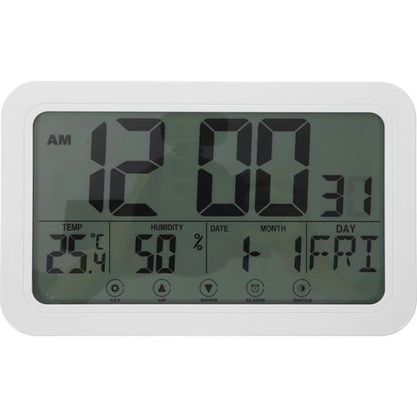 Horloge Numérique Multifonction Blanche, Affichage Température et Humidité, Calendrier Perpétuel, Mode Bureau et Murale, Réveil Électronique Silencieux, 1 Pièce sans Pile, Maison (1/5)