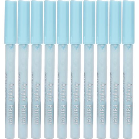 10 marqueurs acryliques 1100M non toxiques, stylos aquarelle pour peinture sur pierre, céramique, verre, bois et toile (Bleu ciel) (1/5)